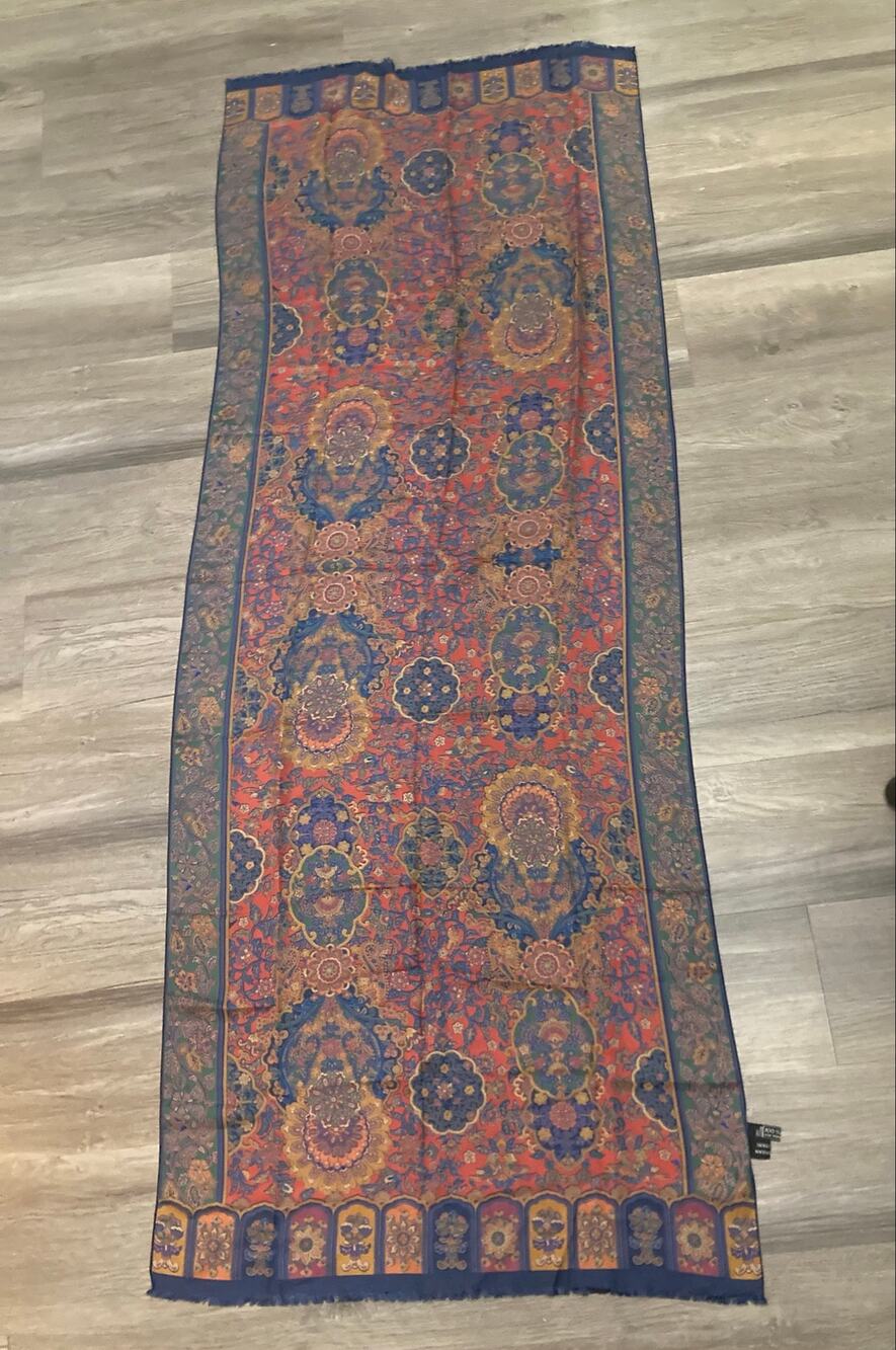 Smithsonian institution 35 x 71” Paisley  Silk scarf / shawl Made In Italy